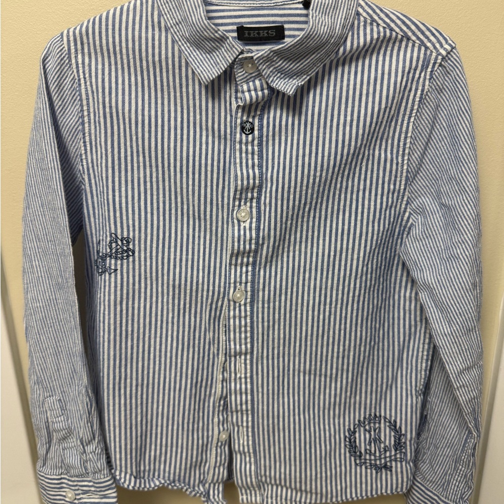 Ikks Blue and White Striped Shirt